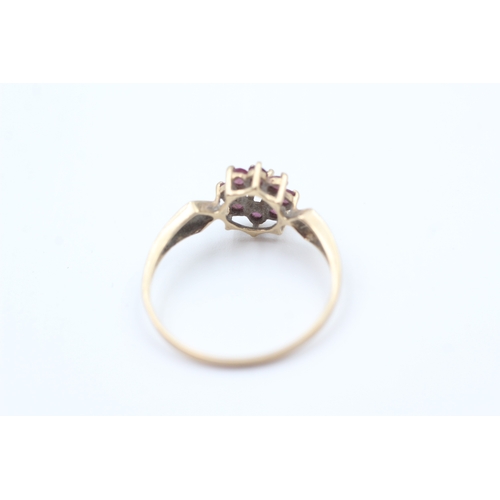 44 - 9ct gold opal and ruby set cluster ring (1.5g) Size  R