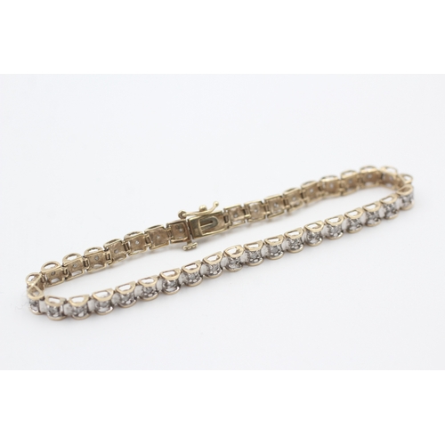 45 - 9ct gold diamond fancy link bracelet (7.1g)