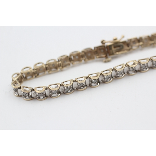 45 - 9ct gold diamond fancy link bracelet (7.1g)