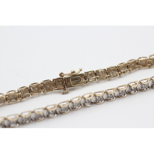 45 - 9ct gold diamond fancy link bracelet (7.1g)