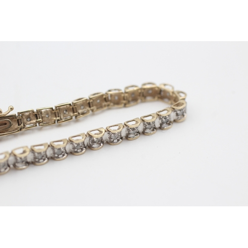 45 - 9ct gold diamond fancy link bracelet (7.1g)