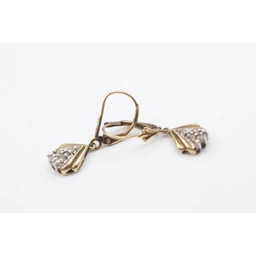 75 - 9ct gold diamond drop earrings (1.7g)