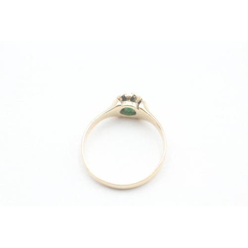 78 - 9ct gold green gemstone set solitaire ring (2.2g) Size  N