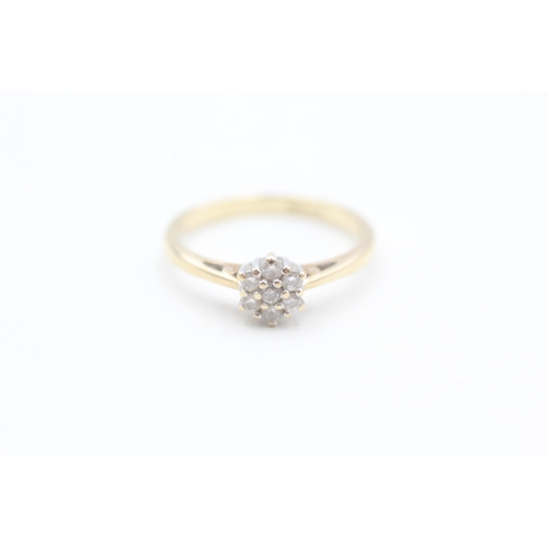 102 - 9ct gold diamond set cluster ring (1.6g) Size  K