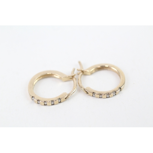 148 - 9ct gold diamond set creole hoop earrings (2.1g)