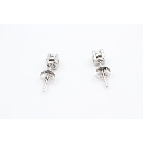 168 - 9ct white gold illusion set diamond stud earrings (0.8g)