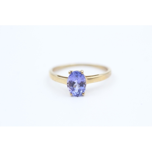 181 - 9ct gold oval cut tanzanite set solitaire ring (1.5g) Size  N 1/2