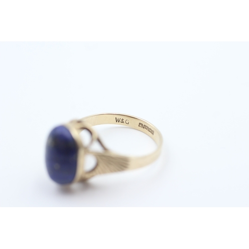 202 - 9ct gold lapis lazuli set dress ring (2.5g) Size  O