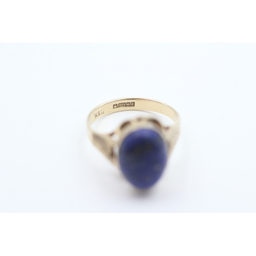 202 - 9ct gold lapis lazuli set dress ring (2.5g) Size  O