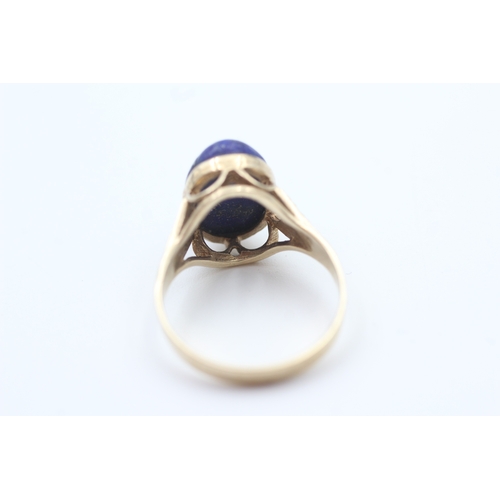 202 - 9ct gold lapis lazuli set dress ring (2.5g) Size  O