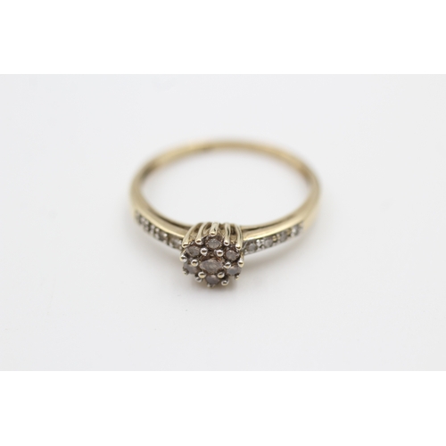 220 - 9ct gold diamond set cluster ring (1.9g) Size  P 1/2