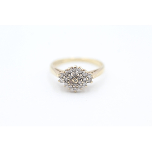 47 - 9ct gold vintage diamond cluster ring (1.8g) Size  J