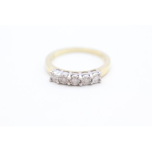 64 - 9ct gold illusion set diamond five stone eternity ring (2.8g) Size  P