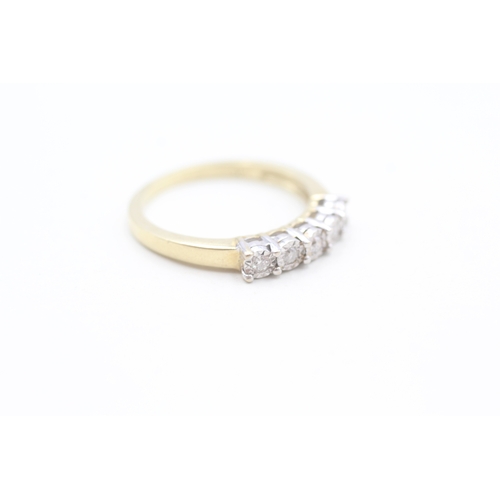 64 - 9ct gold illusion set diamond five stone eternity ring (2.8g) Size  P