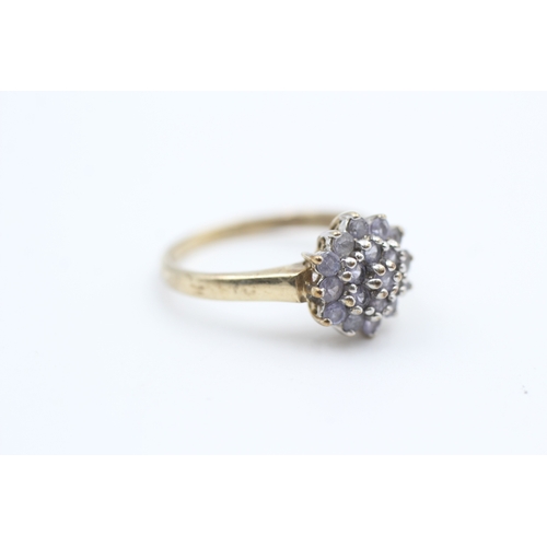 81 - 9ct gold tanzanite cluster ring (2.4g) Size  O