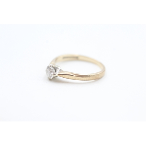 97 - 9ct gold claw set diamond solitaire ring (1.6g) Size  K 1/2