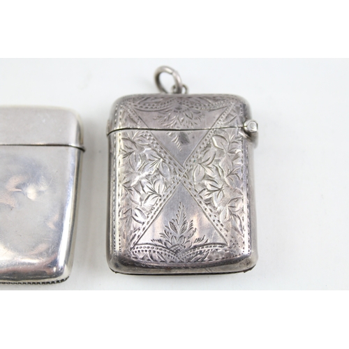 339 - 2 x Antique Hallmarked .925 Sterling Silver Vesta Cases Inc Victorian (45g)