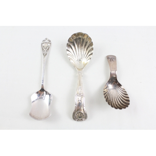 341 - 3 x Antique / Vintage .925 Sterling Silver Caddy Spoons Inc Scottish Etc (50g)