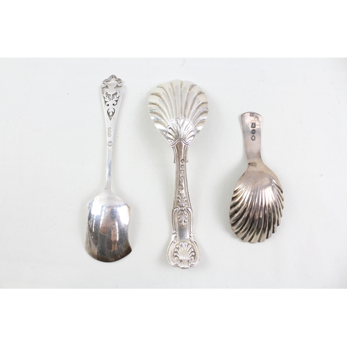 341 - 3 x Antique / Vintage .925 Sterling Silver Caddy Spoons Inc Scottish Etc (50g)