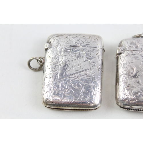 355 - 4 x Antique Hallmarked .925 Sterling Silver Vesta / Match Cases (84g)