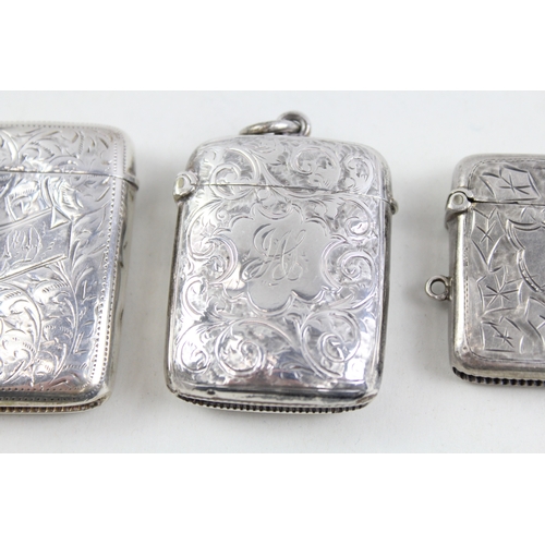 355 - 4 x Antique Hallmarked .925 Sterling Silver Vesta / Match Cases (84g)