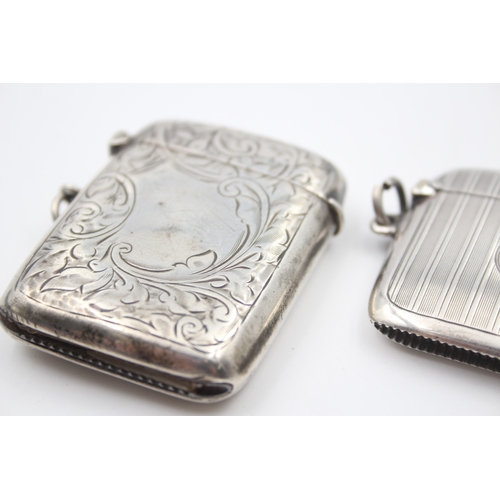 369 - 2 x Antique .925 Sterling Silver Vesta / Match Cases Inc Edwardian Etc (92g)