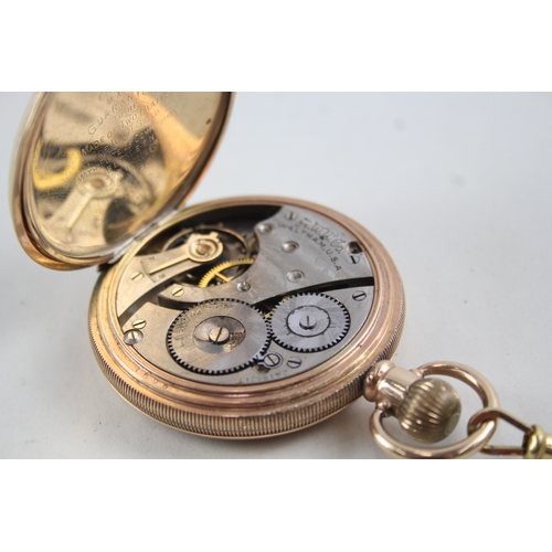 469 - Vintage Waltham Full Hunter Rolled Gold Pocket Watch Hand-Wind WATCH RUNS