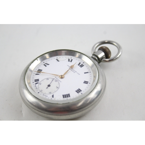 470 - Vintage John Elkan Railway Open Face Pocket Watch Hand-Wind WATCH RUNS