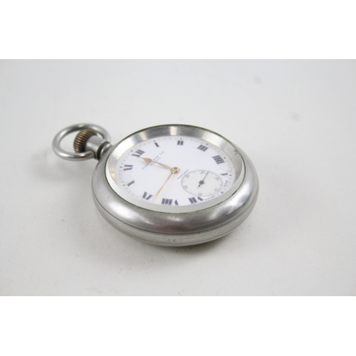 470 - Vintage John Elkan Railway Open Face Pocket Watch Hand-Wind WATCH RUNS