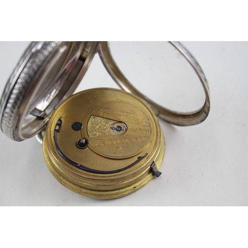 474 - Vintage John Forrest 925 Silver Fusee Pocket Watch Key-Wind WATCH RUNS