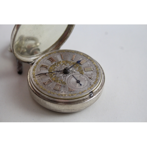 481 - Antique 925 Silver Verge Fusee Pocket Watch Key-Wind WATCH RUNS