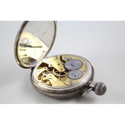 482 - Vintage J. W. Benson Open Face 925 Silver Pocket Watch Hand-Wind WATCH RUNS