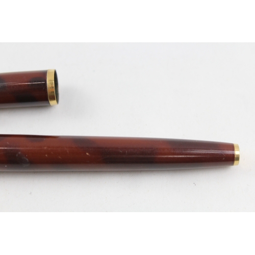 487 - Vintage Waterman C/F Tortoiseshell Effect Fountain Pen w/ 18ct Nib WRITING