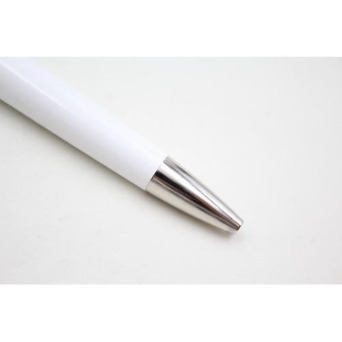 492 - ALFRED DUNHILL White Lacquer Ballpoint Pen w/ Plated Palladium WRITING