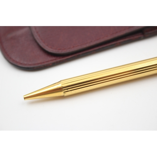 499 - Vintage Must De CARTIER Gold Plated Ballpoint Pen / Biro WRITING w/ Leather Case