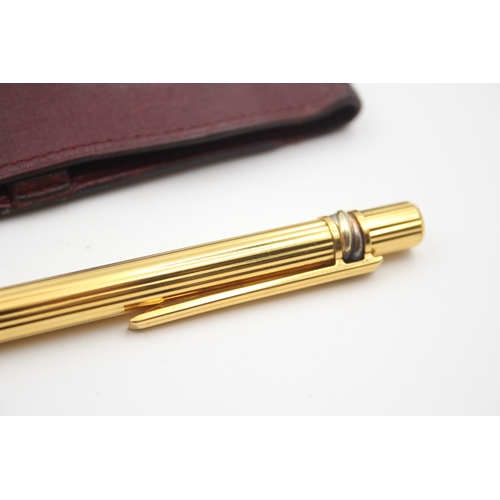 499 - Vintage Must De CARTIER Gold Plated Ballpoint Pen / Biro WRITING w/ Leather Case