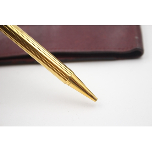 499 - Vintage Must De CARTIER Gold Plated Ballpoint Pen / Biro WRITING w/ Leather Case