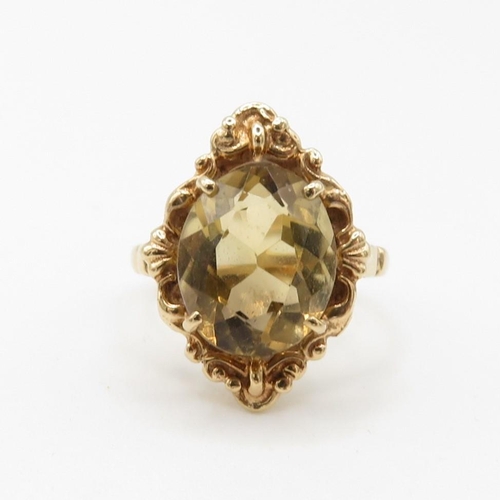 192 - 9ct gold citrine single stone ring (4.2g) Size  K 1/2