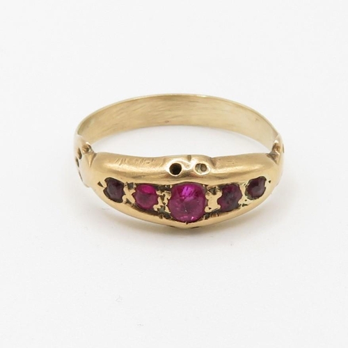 41 - 9ct gold ruby five stone ring (3.4g) Size  P