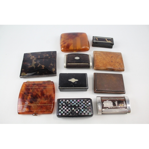 Vesta & Cigarette Case Job Lot Inc. Papier Mache Abalone Celluloid Shell & Treen