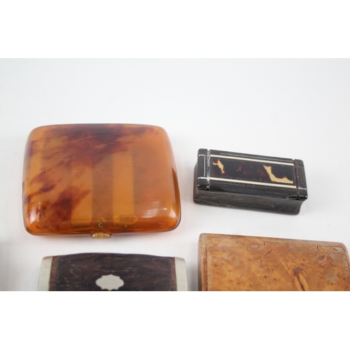 364 - Vesta & Cigarette Case Job Lot Inc. Papier Mache Abalone Celluloid Shell & Treen