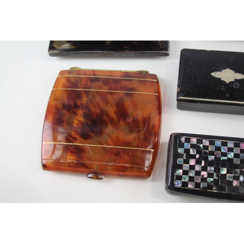 364 - Vesta & Cigarette Case Job Lot Inc. Papier Mache Abalone Celluloid Shell & Treen