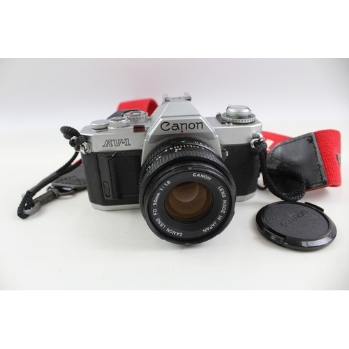 366 - Canon AV-1 SLR Vintage Film Camera Working w/ Canon FD 50mm F/1.8 Lens