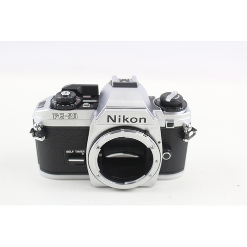 367 - Nikon FG-20 SLR Film Camera Working Chrome Model Body Only w/ Original Box