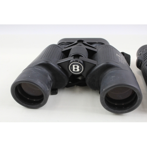 371 - Rubber-Coated Waterproof Binoculars Inc Bushnell Working w/ Original Case x 2