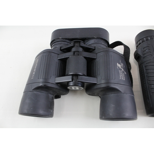 371 - Rubber-Coated Waterproof Binoculars Inc Bushnell Working w/ Original Case x 2