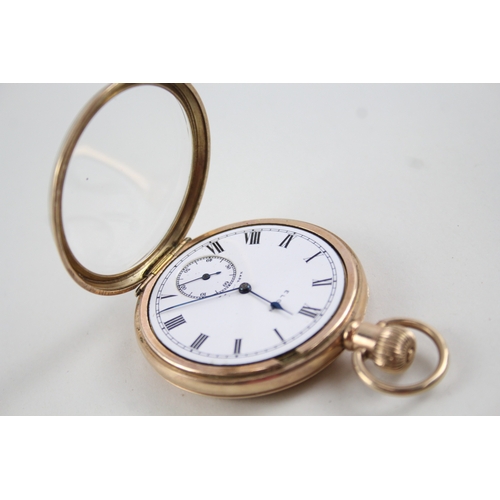 382 - Vintage Elgin Open Face Rolled Gold Pocket Watch Hand-Wind WATCH RUNS