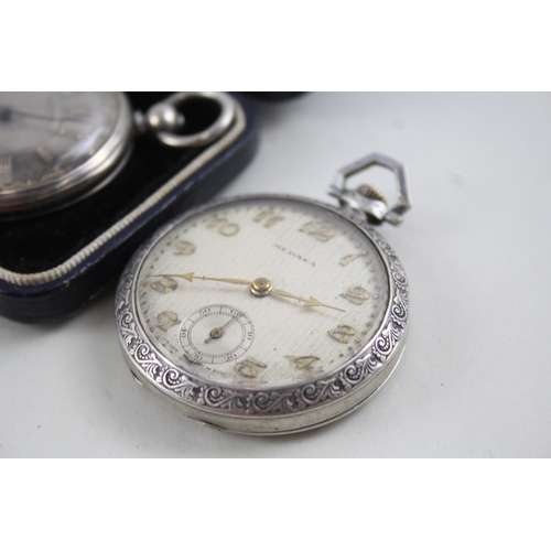 384 - Vintage Mixed Purity Silver Fob Watches Hand/Key-Wind UNTESTED