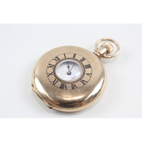 390 - Elgin Rolled Gold Half Hunter Pocket Watch Hand-Wind WATCH RUNS