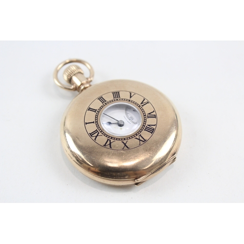 390 - Elgin Rolled Gold Half Hunter Pocket Watch Hand-Wind WATCH RUNS